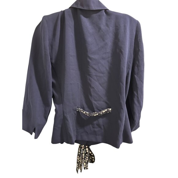 ๐ 2/$20 ๐ Womens Navy Button-Up Blazer Jacket With Polka Dot Ties Size 8 - Picture 5 of 7